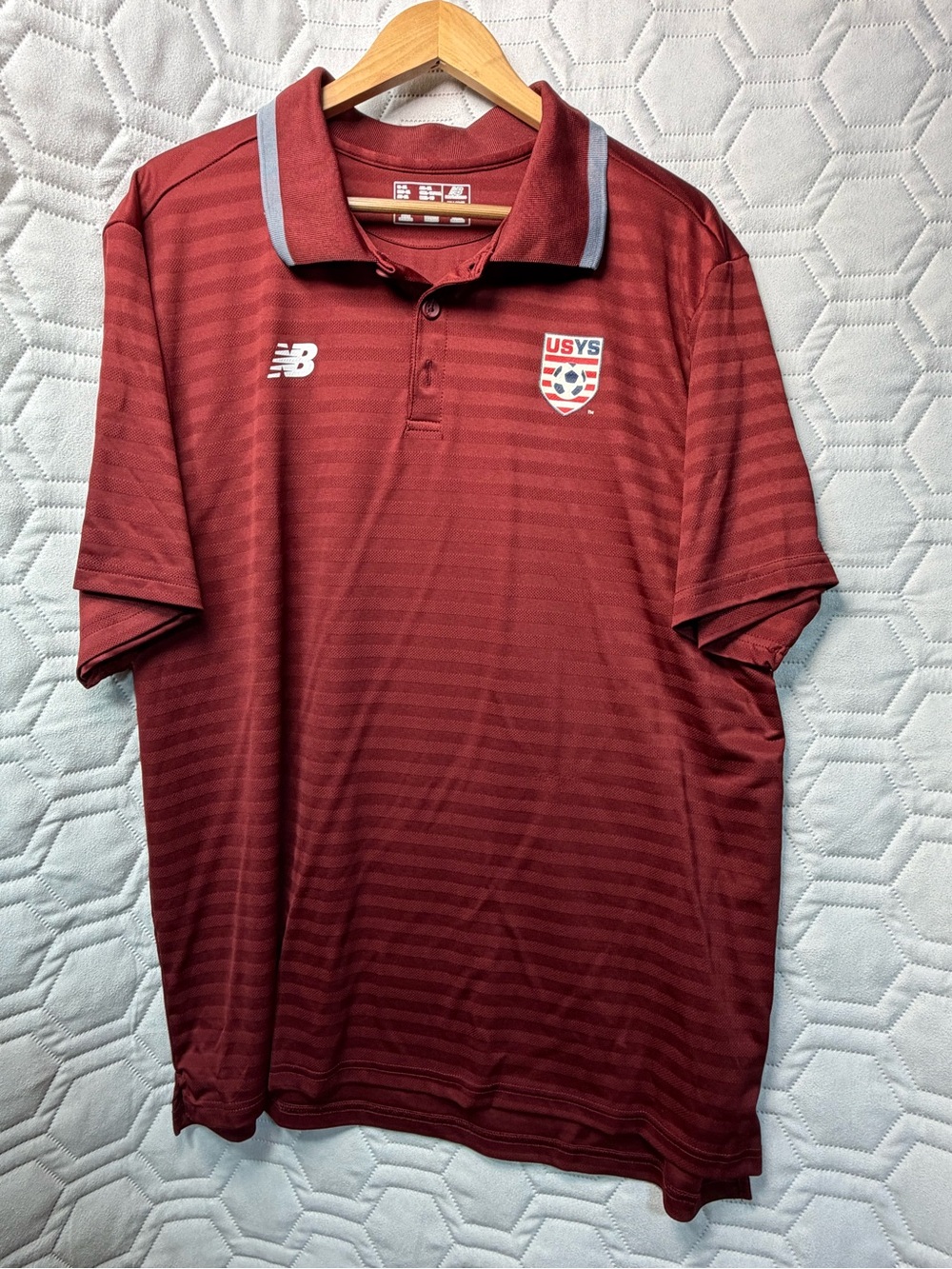 New Balance Maroon USYS Polo with Gray Trim Soccer’s Men’s